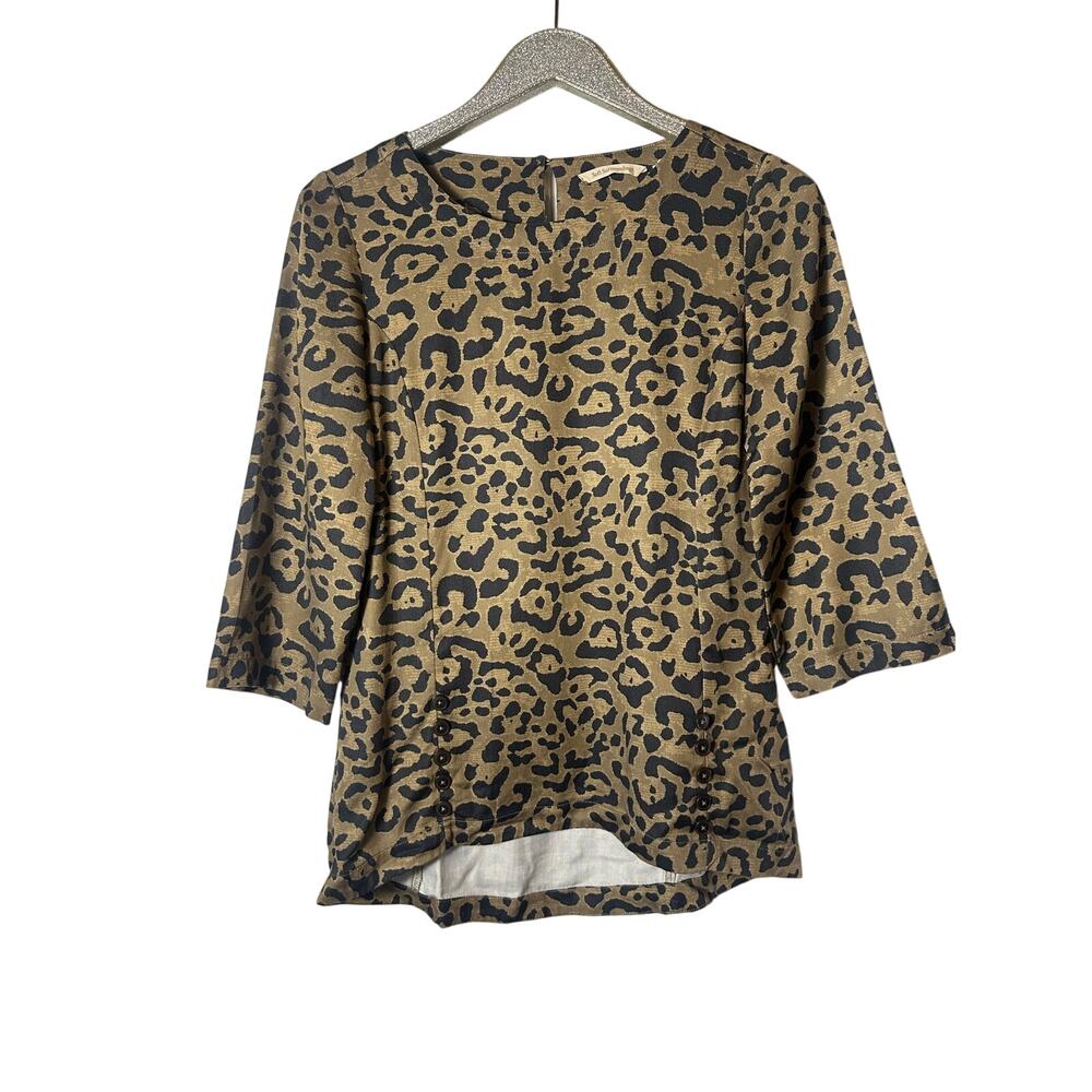 Soft Surroundings Raelynn Lyocell Pullover Top Leopard Print